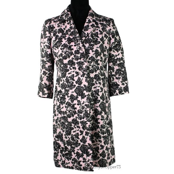 LOFT Ann Taylor Petite Women's Light Pink Black Floral Basketweave Dress Jacket - Picture 1 of 8